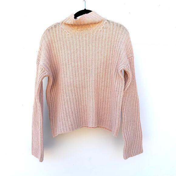 Vince Lofty Chunky Knit Turtleneck Sweater Cashmere Wool Sweater Small Pink - Picture 2 of 8
